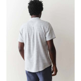The Marine Layer Men's Stretch Selvage Short Sleeve Shirt in Blue Mini Stripe