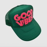 Local Beach Good Vibes Trucker Hat Green front view