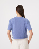 47 Brand Women's Texas Rangers Mindi Heavy Slub Crop Tee in Thrift Blue front view