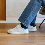 The Clae Men's Moses Leather Sneakers in White and Pine Needle