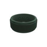 Qalo Men's Polished Step Edge Ring Forest Green front view