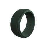 Qalo Men's Polished Step Edge Ring Forest Green side angle