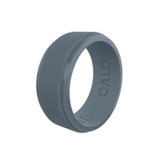 Qalo Men's Polished Step Edge Ring Stormy Grey side angle