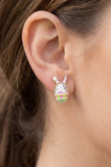 Oval Pearl Easter Egg Stud Earrings