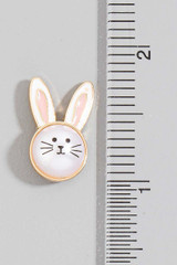 Fame Accessories Pearl And Enamel Bunny Head Stud Earrings white detail side view