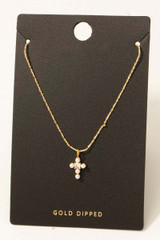 Gold Dipped And Pearl Cross Pendant Necklace