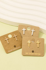 Gold Dipped Mini Cross Post Stud Earrings