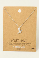 Fame Accessories Cowboy Boots Pendant Necklace in Rhodium Plated