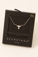 Fame Accessories Longhorn Pendant Necklace in Silver