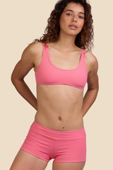 Jolyn Women's Piha Surf Bikini Bottoms in Tea Rose back view