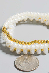 Fame Accessories Stainless Steel And Pearl Beaded Bracelet Set detail view
