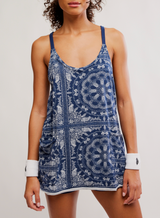 FP Movement Women's Hot Shot Printed Mini Dress in Navy Bandana full length