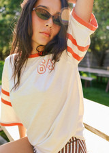 SISSTR Women's Playa Day Short Sleeve Knit Top in Cayenne close-up