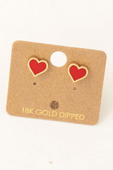 Fame Accessories Enamel Mini Heart Stud Earrings Red