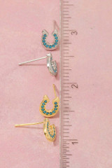 Gold Dipped Western Horse Shoe Stud Earrings