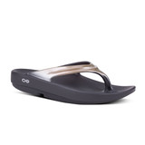 Oofos Women's OOlala Luxe Sandals Black and Latte back view