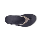 Oofos Women's OOlala Luxe Sandals Black and Latte detail view