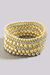 Fame Two Tone Six Piece Beaded Bracelet Set Two Tone detail