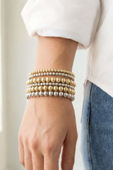 Fame Two Tone Six Piece Beaded Bracelet Set Two Tone detail