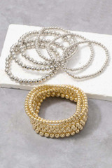 Metallic Ball Beaded Stackable Bracelet