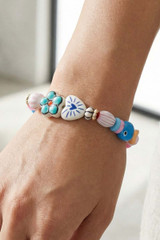 Ceramic Hearts And Flowers Beaded Bracelet