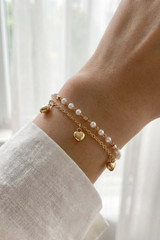 Mini Heart Charms Mixed Layered Chains Bracelet