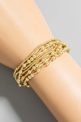 Fame Accessories Mixed Mini Gold Dipped Beaded Bracelet detail view