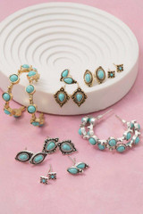 Assorted Western Turquoise Stone Earrings Set