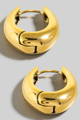 Fame Accessories Gold Plated Oval Hinge Hoop Earrings gold