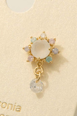 Fame Accessories Gold Dipped Circle Flower Earrings side angle