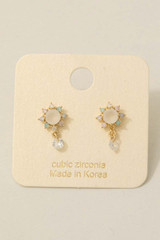 Fame Accessories Gold Dipped Circle Flower Earrings front view