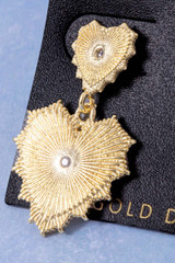 Gold Dipped Double Heart Stud Dangle Earrings