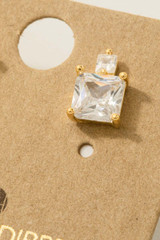 Fame Accessories Square Rhinestones Stud Earrings detail view