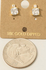 Fame Accessories Square Rhinestones Stud Earrings detail view