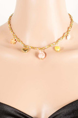 Stainless Steel Sea Life And Heart Charms Braided Necklace