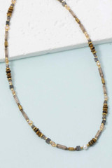 Mixed Beads Link Adjustable Necklace