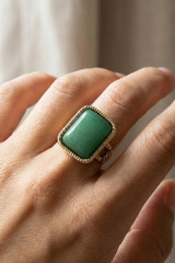 Fame Accessories Rectangle Resin Vintage Style Open Band Ring detail view