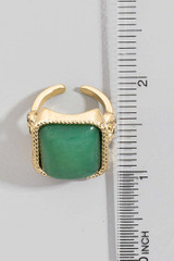 Fame Accessories Rectangle Resin Vintage Style Open Band Ring alternate angle