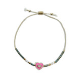 Cast Of Stones I Heart You Bracelet Emerald/Pink front view