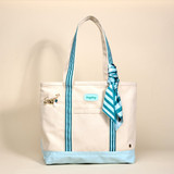 The Darling Effect Canvas Tote Bag in Sicily Stripes Teal