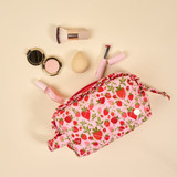 The Darling Effect Essentials Quilted Cosmetic Pouch in Strawberry Fields