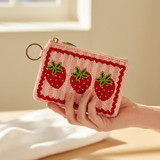 The Darling Effect Handcrafted Beaded Pouch Strawberries detail view