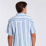 The Criquet Men's Beachcomber Short Sleeve Shirt in Blue