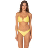 Maaji Women's Sunbeam Iconic Low Rise Bikini Bottoms Light Pastel Yellow front view