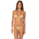 Maaji Women's Tropical Tiles Sunflash Low Rise Bikini Bottoms in Open Orange front view