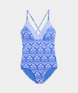 Vineyard Vines Women's Sconset One-Piece Suit in Floral Breaker Blue detail view