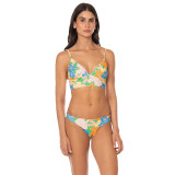Maaji Women's Tropic Lei Flirt Low-Rise Bikini Bottoms in Open Green front view