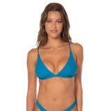 The Maaji Women's Lagoon Fog Ivy Triangle Bikini Top in Blue