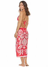 Dulzamara Women's Conzumel Sarong in Red/White front view