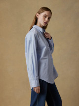 Faherty Women's Coastal Poplin Shirt in Blue Current